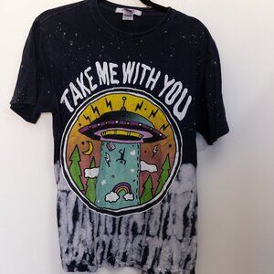 Teen Hearts Take me with you tie dye ufo alien shirt